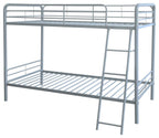 Carson Twin Over Twin Metal Bunk Bed with Front Ladder – Glossy Silver | Coaster - 460334SVR