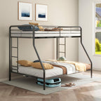 Carson Twin Over Full Metal Bunk Bed with Side Ladders – Glossy Black | Coaster - 460340BLK
