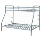 Carson Twin Over Full Metal Bunk Bed with Side Ladders – Glossy Silver | Coaster - 460340SVR