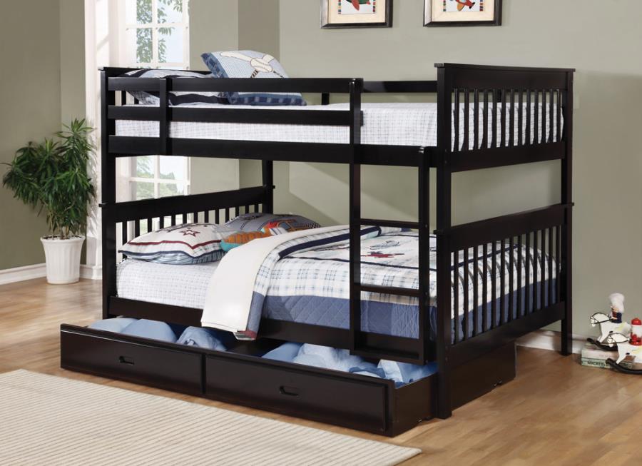 Coaster 460359 Harriet bee chapman black finish wood full over full bunk bed set