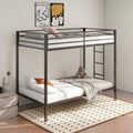 Coaster 460361BK Alevera black finish metal twin over twin bunk bed set with side ladder