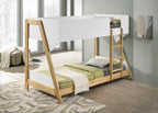 Coaster 460510 Wyatt two tone white and natural finish pine wood frame twin over twin bunk bed