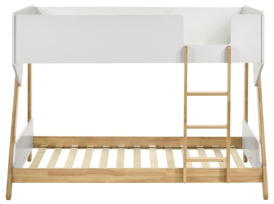 Coaster 460510 Wyatt two tone white and natural finish pine wood frame twin over twin bunk bed