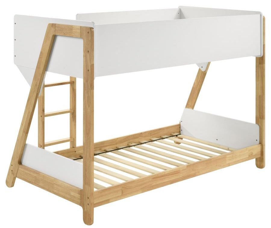 Coaster 460510 Wyatt two tone white and natural finish pine wood frame twin over twin bunk bed