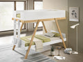 Coaster 460570T Frankie two tone white and natural finish pine wood frame twin over twin bunk bed