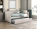 Homelegance 4691BE Boynton beige textured fabric nail head trim twin day bed with trundle