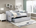 Homelegance 4691GY Boynton light grey textured fabric nail head trim twin day bed with trundle