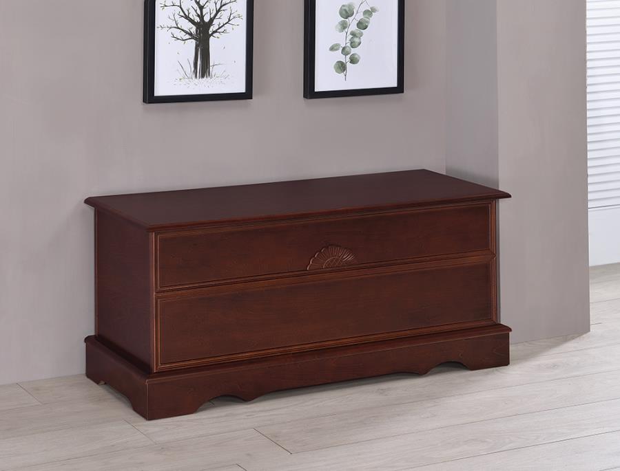 Coaster 4694 Astoria grand garrard warm brown finish wood cedar hope chest storage bench