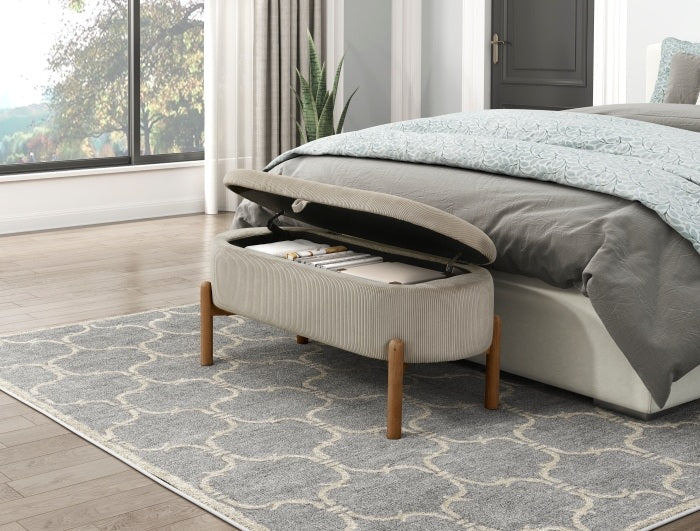 Homelegance 4797TP Mavis taupe corduroy fabric padded top flip top storage bedroom entry bench
