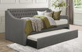 4866DG Labelle dark gray flannel fabric tufted back twin day bed with trundle