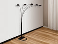5-Cap Black Metal Peacock Floor Lamp – 4888B
