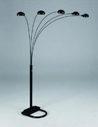 5-Cap Black Metal Peacock Floor Lamp – 4888B