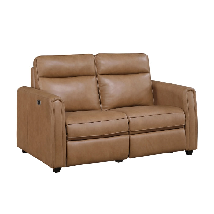 Equinox 2-Piece Power Motion Sofa & Loveseat Set – Brown Faux Leather & Recliner Ends – 8368BRW-2PWA1