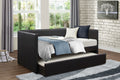 4949BK Tristan II black faux leather twin day bed with trundle