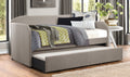 4950GY Tristan II gray faux linen fabric twin day bed with trundle