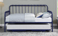 4983BU-NT 2 pc Constance navy blue finish metal twin day bed with lift up trundle