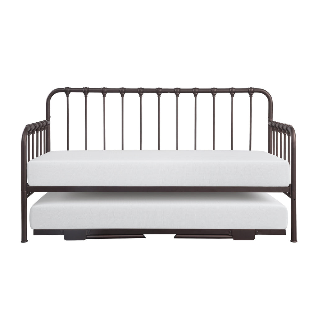 Constance Dark Bronze Finish Metal Twin Day Bed with Lift-Up Trundle – 4983DZ-NT