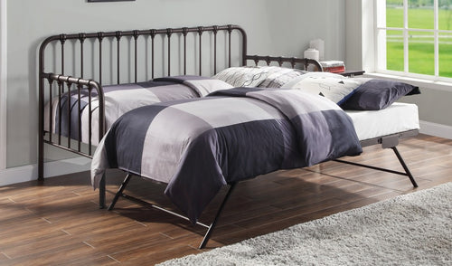 4983DZ-NT 2 pc Constance dark bronze finish metal twin day bed with lift up trundle