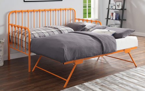 4983RN-NT 2 pc Constance orange finish metal twin day bed with lift up trundle