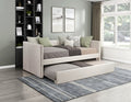 Homelegance 4987BE Trudy beige textured fabric slim lines twin day bed with trundle