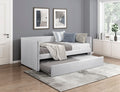 Homelegance 4987GY Trudy light grey textured fabric slim lines twin day bed with trundle