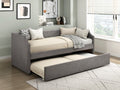 Homelegance 4988DG Shiloh dark grey textured fabric nail head trim twin day bed with trundle