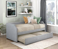 Homelegance 4988LG Shiloh light grey textured fabric nail head trim twin day bed with trundle
