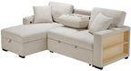 Homelegance 9630BE-2LRC 2 pc Monterey beige boucle fabric sectional sofa pop up sleep area storage chaise and drop down table tray