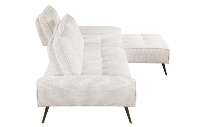 Homelegance 8400BEG-22LRC 2 pc Pleasure beige chenille fabric sectional sofa set adjustable back rests