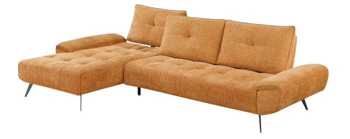 Homelegance 8400RNG-2LC2R 2 pc Pleasure orange chenille fabric sectional sofa set adjustable back rests