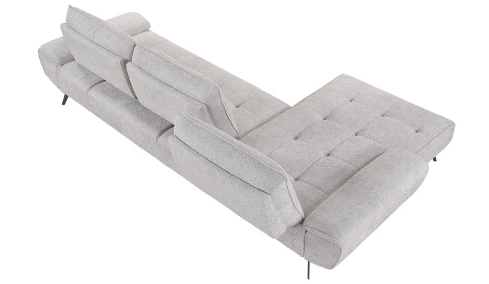 Homelegance 8400LTG-2LC2R 2 pc Pleasure light grey chenille fabric sectional sofa set adjustable back rests