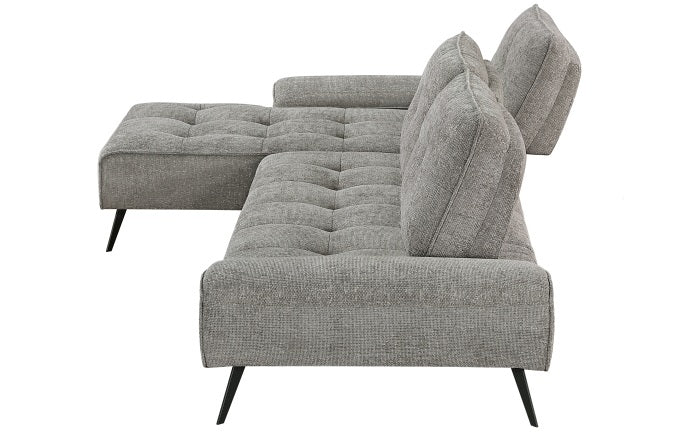 Homelegance 8400DVG-2LC2R 2 pc Pleasure dove grey chenille fabric sectional sofa set adjustable back rests
