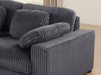 89161 6 pc Nadine dark grey wide corduroy fabric modular sectional sofa set with chaise
