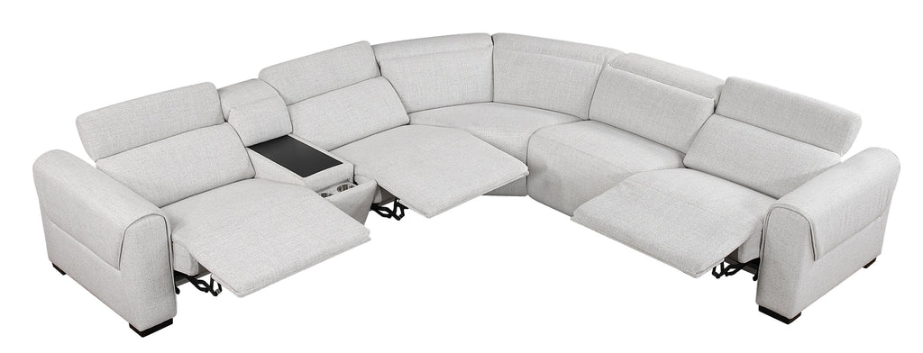 McPherson Cloud Chenille 6-Pc Modular Power Reclining Sectional with Power Headrest – 9455CLD-6LRRRPWH
