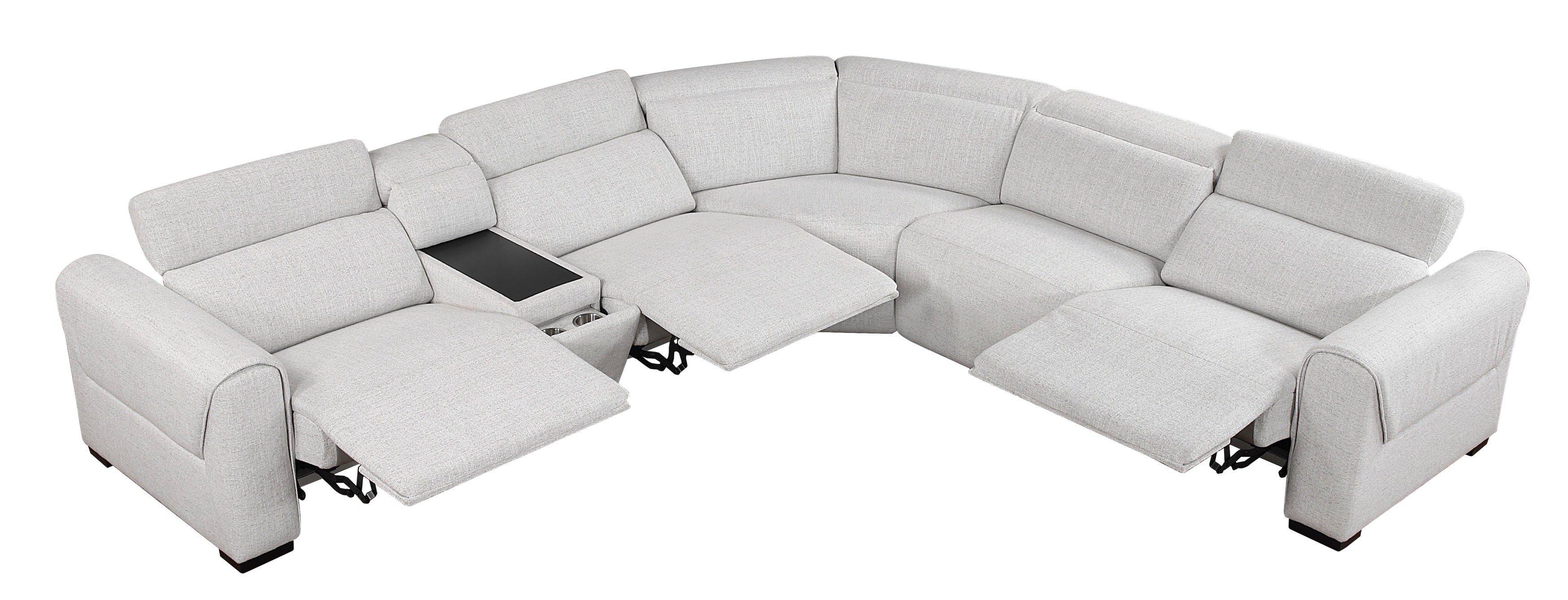 9455CLD-6LRRRPWH  6 pc McPherson cloud colored durable chenille fabric modular power reclining and power headrest sectional sofa