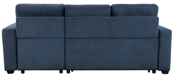 Homelegance 9259-SC 2 pc Barbara blue textured fabric sectional sofa reversible pop up sleep area storage chaise
