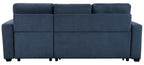 Homelegance 9259-SC 2 pc Barbara blue textured fabric sectional sofa reversible pop up sleep area storage chaise