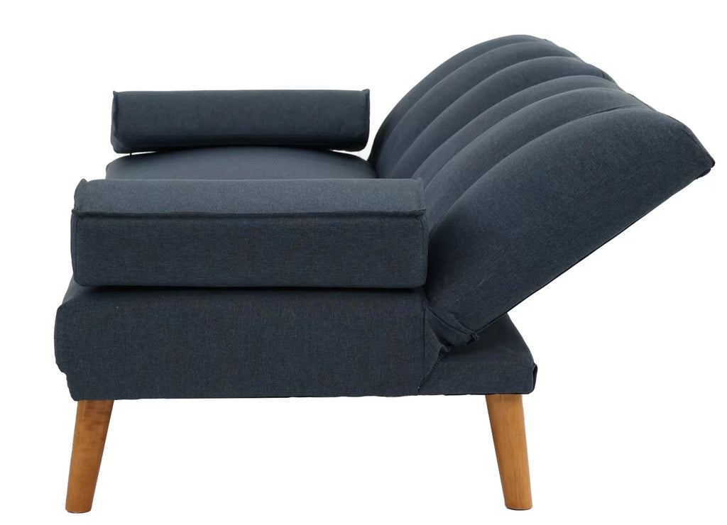 Poundex F8517-18 2 pc navy polyfiber sofa futon and chaise sectional AJ homes studio lakeview winston porter kasen