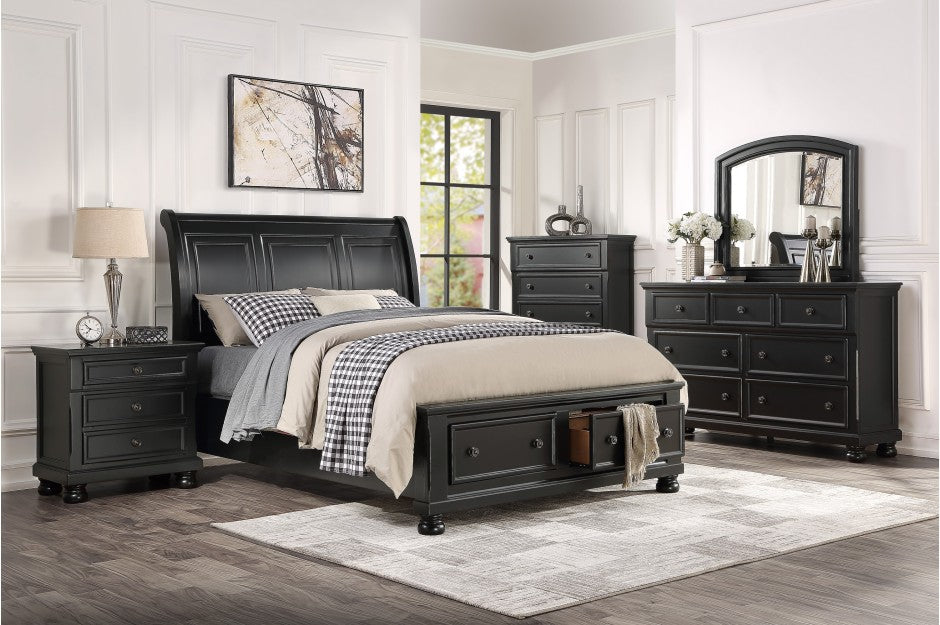 Homelegance 1714BK-4PC 4 pc Laurelin black sand thru finish wood bedroom set