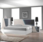 Best Master Manchester 4 pc manchester zebra gray lacquer finish wood modern style queen bed set