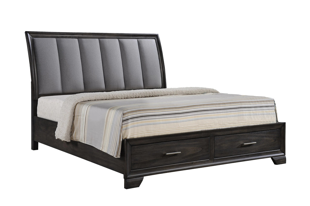 B6580 4 pc A & J Homes studio jaymes grey finish wood bedroom set with drawers in footboard