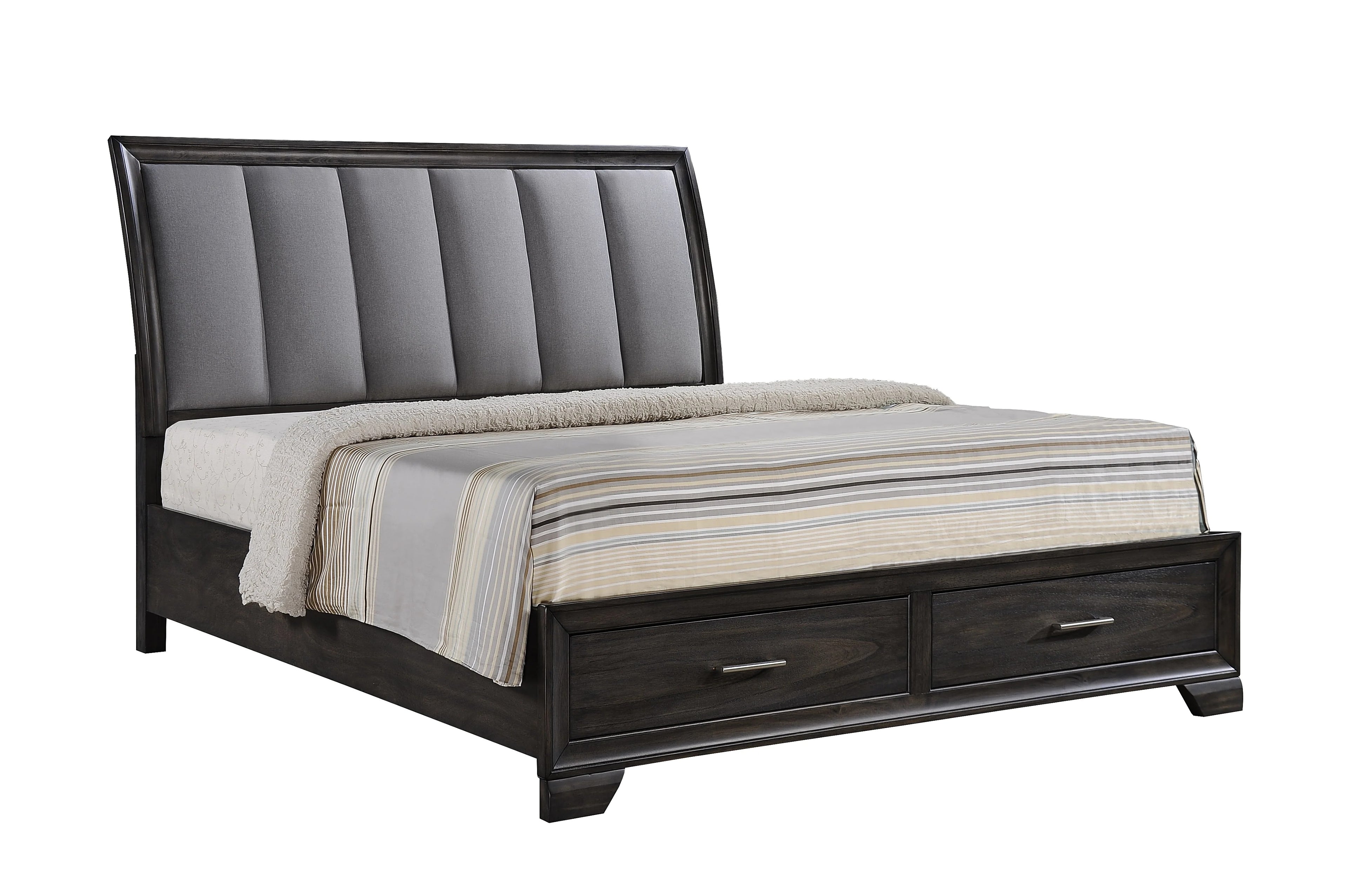 B6580 4 pc A & J Homes studio jaymes grey finish wood bedroom set with drawers in footboard
