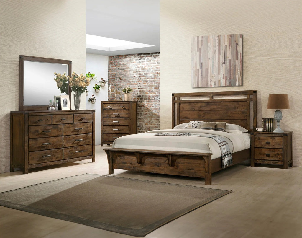 B4810 4 pc Curtis rustic weathered finish wood queen bedroom set