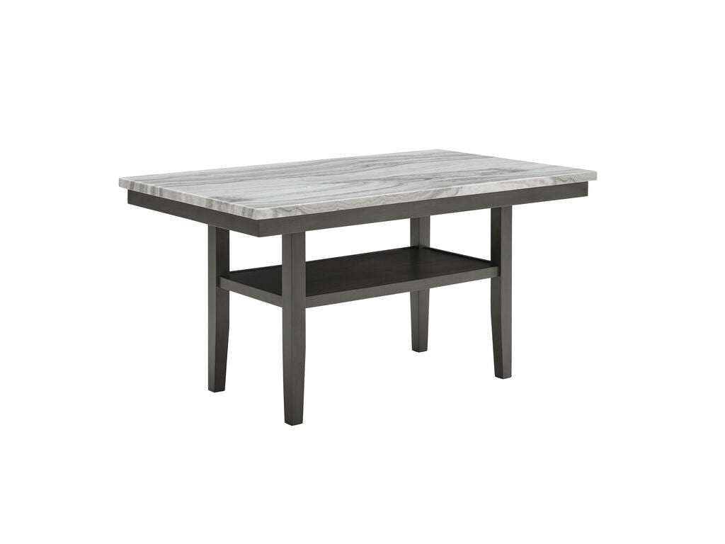 30066-2-7PC 7 pc Selena grey finish wood grey faux marble top modern dining table set