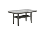 30066-2-7PC 7 pc Selena grey finish wood grey faux marble top modern dining table set