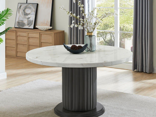 Valencia 5-Piece Grey Wood 54" Round Top Modern Dining Table Set – 30070-3-5PC