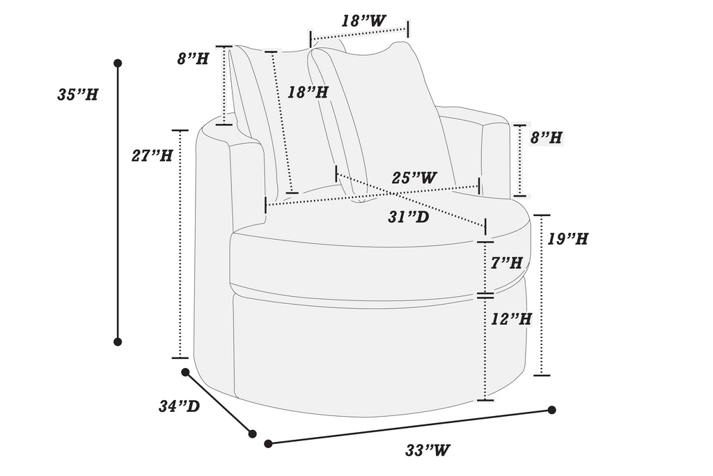 Poundex F1941 Chocolate fur like corduroy fabric swivel barrel back accent chair