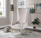 Best Master VT003-BG  Red barrel studio hercules High back beige velvet fabric living room accent arm chair gold legs