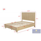 Best Master DP305-4PC 4 pc Houston light oak finish wood with reeded accent design queen bed set