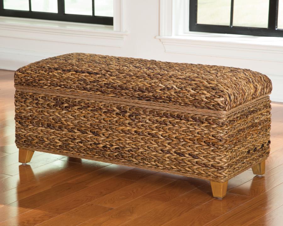 Coaster 500215 Laughton amber woven banana leaf rattan look storage bedroom entry bench